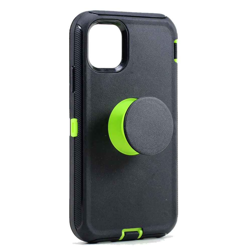 iPHONE 11 Pro (5.8in) Pop Up Grip Armor Robot Case (Black Green)